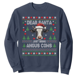 Dear Santa Angus Cow Christmas Sweatshirt Funny Farm Cow Lover Holiday Farm Ugly Sweater TS02 Navy Print Your Wear