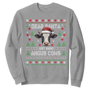 Dear Santa Angus Cow Christmas Sweatshirt Funny Farm Cow Lover Holiday Farm Ugly Sweater TS02 Sport Gray Print Your Wear