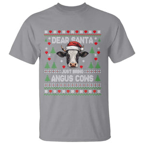Dear Santa Angus Cow Christmas T Shirt Funny Farm Cow Lover Holiday Farm Ugly Sweater TS02 Sport Gray Print Your Wear