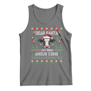 Dear Santa Angus Cow Christmas Tank Top Funny Farm Cow Lover Holiday Farm Ugly Sweater TS02 Black Heather Print Your Wear