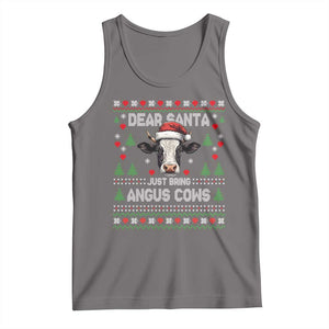 Dear Santa Angus Cow Christmas Tank Top Funny Farm Cow Lover Holiday Farm Ugly Sweater TS02 Deep Heather Print Your Wear