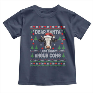 Dear Santa Angus Cow Christmas Toddler T Shirt Funny Farm Cow Lover Holiday Farm Ugly Sweater TS02 Navy Print Your Wear