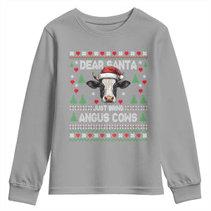 Dear Santa Angus Cow Christmas Youth Sweatshirt Funny Farm Cow Lover Holiday Farm Ugly Sweater TS02 Sport Gray Print Your Wear
