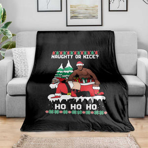 Funny Santa and Diddy Christmas Throw Blanket Naughty or Nice Ho Ho Ho Adult Humor Holiday TS02 Print Your Wear