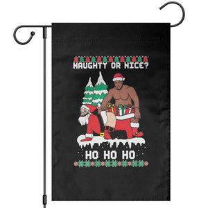 Funny Santa and Diddy Christmas Garden Flag Naughty or Nice Ho Ho Ho Adult Humor Holiday TS02 Black Print Your Wear