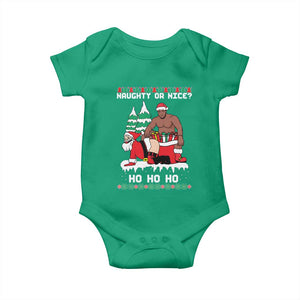 Funny Santa and Diddy Christmas Baby Onesie Naughty or Nice Ho Ho Ho Adult Humor Holiday TS02 Irish Green Print Your Wear