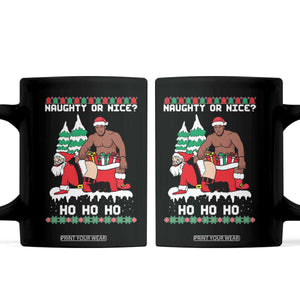 Funny Santa and Diddy Christmas Coffee Mug Naughty or Nice Ho Ho Ho Adult Humor Holiday TS02 Black Print Your Wear