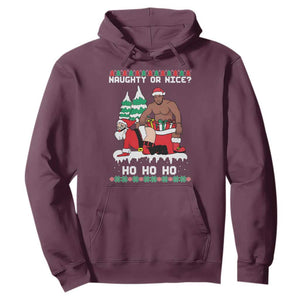 Funny Santa and Diddy Christmas Hoodie Naughty or Nice Ho Ho Ho Adult Humor Holiday TS02 Maroon Print Your Wear