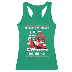 Funny Santa and Diddy Christmas Racerback Tank Top Naughty or Nice Ho Ho Ho Adult Humor Holiday TS02 Irish Green Print Your Wear