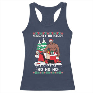 Funny Santa and Diddy Christmas Racerback Tank Top Naughty or Nice Ho Ho Ho Adult Humor Holiday TS02 Navy Print Your Wear