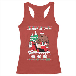 Funny Santa and Diddy Christmas Racerback Tank Top Naughty or Nice Ho Ho Ho Adult Humor Holiday TS02 Red Print Your Wear