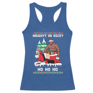 Funny Santa and Diddy Christmas Racerback Tank Top Naughty or Nice Ho Ho Ho Adult Humor Holiday TS02 Royal Blue Print Your Wear