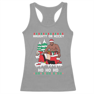 Funny Santa and Diddy Christmas Racerback Tank Top Naughty or Nice Ho Ho Ho Adult Humor Holiday TS02 Sport Gray Print Your Wear