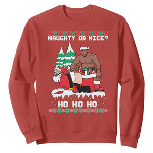 Funny Santa and Diddy Christmas Sweatshirt Naughty or Nice Ho Ho Ho Adult Humor Holiday TS02 Red Print Your Wear