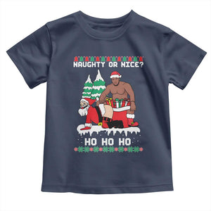 Funny Santa and Diddy Christmas Toddler T Shirt Naughty or Nice Ho Ho Ho Adult Humor Holiday TS02 Navy Print Your Wear