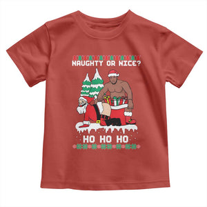 Funny Santa and Diddy Christmas Toddler T Shirt Naughty or Nice Ho Ho Ho Adult Humor Holiday TS02 Red Print Your Wear