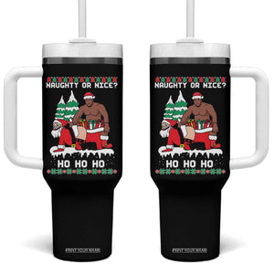 Funny Santa and Diddy Christmas Tumbler With Handle Naughty or Nice Ho Ho Ho Adult Humor Holiday TS02 One Size: 40 oz Black Print Your Wear