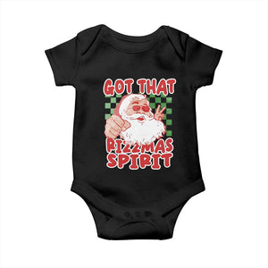 Funny Santa Rizz Christmas Baby Onesie Got That Rizzmas Spirit Retro Groovy TS02 Black Print Your Wear
