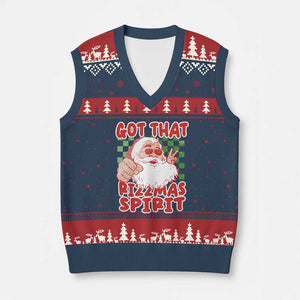 Funny Santa Rizz Xmas V-Neck Knit Sweater Vest Got That Rizzmas Spirit Retro Groovy TS02 Navy Red Print Your Wear