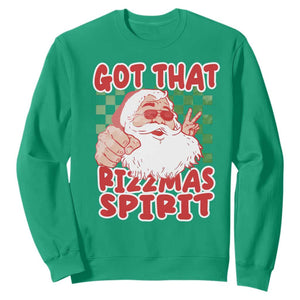 Funny Santa Rizz Christmas Sweatshirt Got That Rizzmas Spirit Retro Groovy TS02 Irish Green Print Your Wear