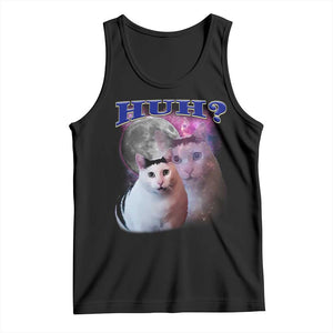 Funny Cat Emotion Meme Tank Top Huh Silly Sarcasm TS02 Black Print Your Wear