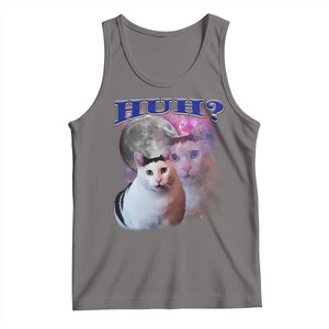 Funny Cat Emotion Meme Tank Top Huh Silly Sarcasm TS02 Deep Heather Print Your Wear