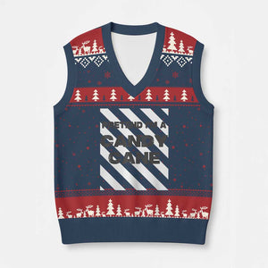 Funny Xmas Costume V-Neck Knit Sweater Vest Pretend I'm A Candy Cane TS02 Navy Red Print Your Wear