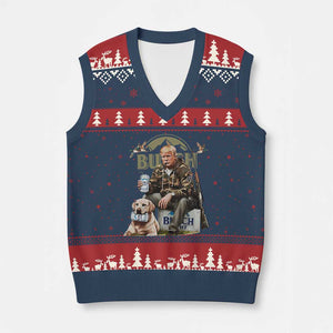 Funny Black Cat V-Neck Knit Sweater Vest Bruh Retro Cat Meme Graphic TS02 Navy Red Print Your Wear