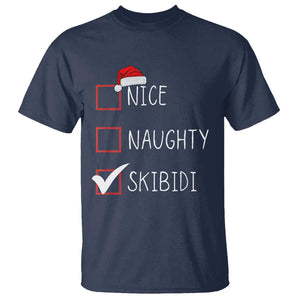Nice Naughty Skibidi T Shirt Funny Christmas Santa List TS02 Navy Print Your Wear