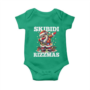 Funny Dabbing Santa Rizz Christmas Baby Onesie Skibidi Rizzmas Xmas Lights TS02 Irish Green Print Your Wear
