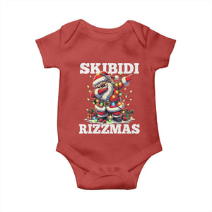 Funny Dabbing Santa Rizz Christmas Baby Onesie Skibidi Rizzmas Xmas Lights TS02 Red Print Your Wear