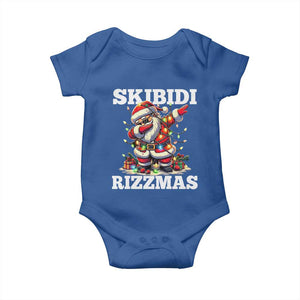Funny Dabbing Santa Rizz Christmas Baby Onesie Skibidi Rizzmas Xmas Lights TS02 Royal Blue Print Your Wear