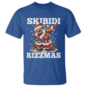 Funny Dabbing Santa Rizz Christmas T Shirt Skibidi Rizzmas Xmas Lights TS02 Royal Blue Print Your Wear