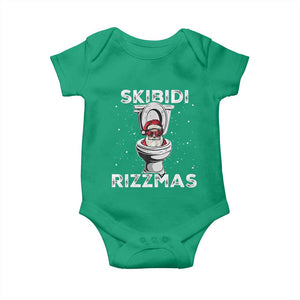 Funny Santa Rizz Christmas Baby Onesie Skibiti Toilet Rizzmas TS02 Irish Green Print Your Wear