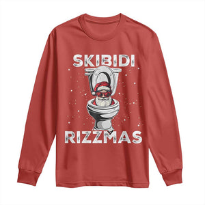 Funny Santa Rizz Christmas Long Sleeve Shirt Skibiti Toilet Rizzmas TS02 Red Print Your Wear