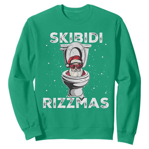 Funny Santa Rizz Christmas Sweatshirt Skibiti Toilet Rizzmas TS02 Irish Green Print Your Wear