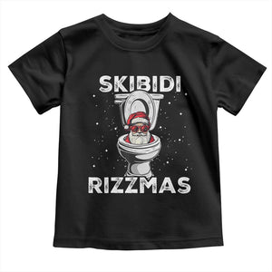 Funny Santa Rizz Christmas Toddler T Shirt Skibiti Toilet Rizzmas TS02 Black Print Your Wear
