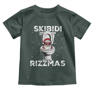 Funny Santa Rizz Christmas Toddler T Shirt Skibiti Toilet Rizzmas TS02 Dark Forest Green Print Your Wear