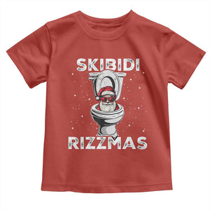 Funny Santa Rizz Christmas Toddler T Shirt Skibiti Toilet Rizzmas TS02 Red Print Your Wear