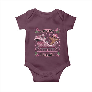 Groovy Pink Christmas Gingerbrad Baby Onesie Sleigh Girl Sleigh Festive Xmas Holiday Girls TS02 Maroon Print Your Wear