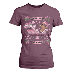 Groovy Pink Christmas Gingerbrad T Shirt For Women Sleigh Girl Sleigh Festive Xmas Holiday Girls TS02 Maroon Print Your Wear