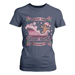 Groovy Pink Christmas Gingerbrad T Shirt For Women Sleigh Girl Sleigh Festive Xmas Holiday Girls TS02 Navy Print Your Wear