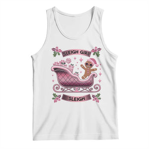 Groovy Pink Christmas Gingerbrad Tank Top Sleigh Girl Sleigh Festive Xmas Holiday Girls TS02 White Print Your Wear