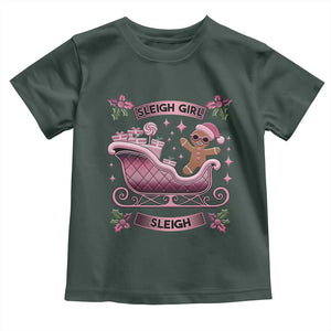 Groovy Pink Christmas Gingerbrad Toddler T Shirt Sleigh Girl Sleigh Festive Xmas Holiday Girls TS02 Dark Forest Green Print Your Wear