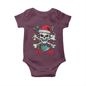 Christmas Pirate Skull Baby Onesie Yo Ho Ho Boat Cruise Xmas Crossbones TS02 Maroon Print Your Wear