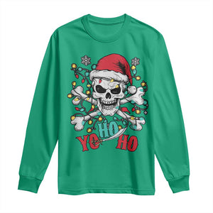 Christmas Pirate Skull Long Sleeve Shirt Yo Ho Ho Boat Cruise Xmas Crossbones TS02 Irish Green Print Your Wear