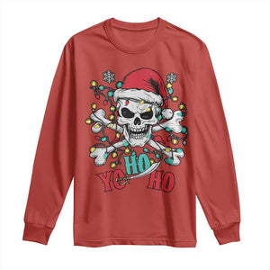 Christmas Pirate Skull Long Sleeve Shirt Yo Ho Ho Boat Cruise Xmas Crossbones TS02 Red Print Your Wear