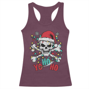 Christmas Pirate Skull Racerback Tank Top Yo Ho Ho Boat Cruise Xmas Crossbones TS02 Maroon Print Your Wear