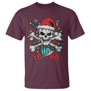 Christmas Pirate Skull T Shirt Yo Ho Ho Boat Cruise Xmas Crossbones TS02 Maroon Print Your Wear