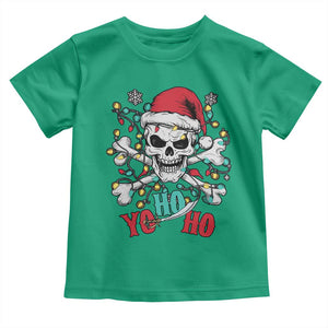 Christmas Pirate Skull Toddler T Shirt Yo Ho Ho Boat Cruise Xmas Crossbones TS02 Irish Green Print Your Wear